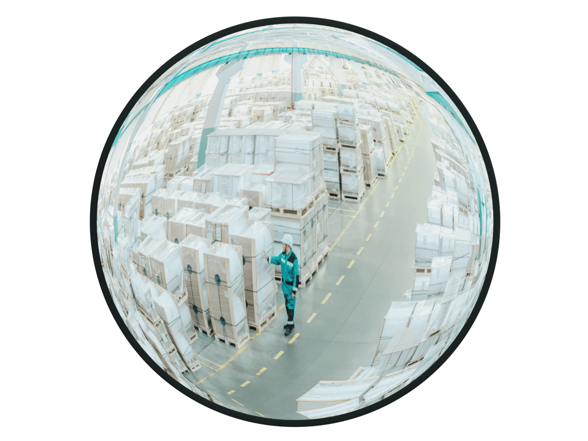 Сферическое обзорное зеркало для помещений на гибком кронштейне 500мм