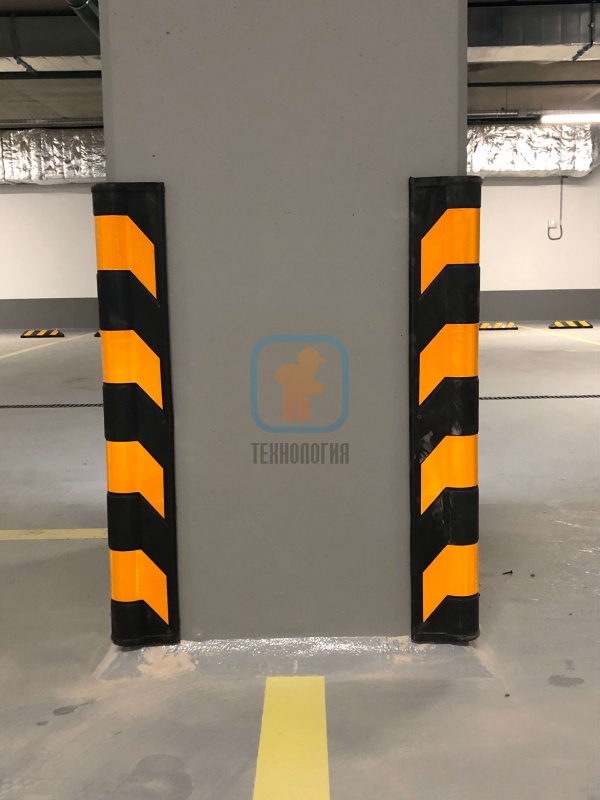 Демпферы угловые резиновые для защиты колонн подземного паркинга, бизнес-центра АЛКОН, г. Москва