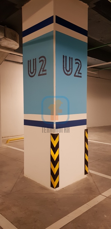 Защита углов колонн на подземной парковке ТЦ «Форум», Алма-Ата