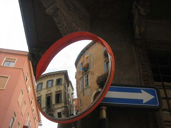 Дорожное зеркало с козырьком круглое из нержавеющей стали 320 мм