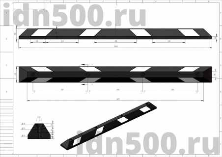 Колесоотбойник резиновый КР-1,83 в точку, белый светоотражатель
