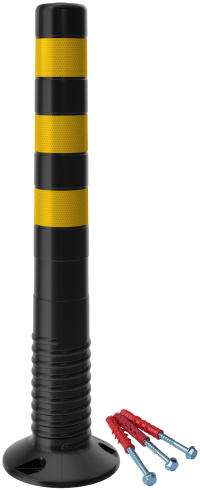 Столбик черный разделительный гибкий 750 мм ТПУ (USTUN) черно-желтые светоотражатели