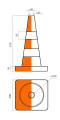 Конус оранжевый дорожный КС 2.8.0 520 мм с утяжелителем схема-чертеж