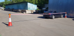 Блок с лентой для конуса 10 м (красно-белая)