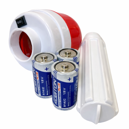 Фонарь ФС-4У с фотоэлементом (на батарейках) красный 