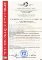 Приложение к сертификату соответствия Стандарту системы менеджмента качества ISO 9001