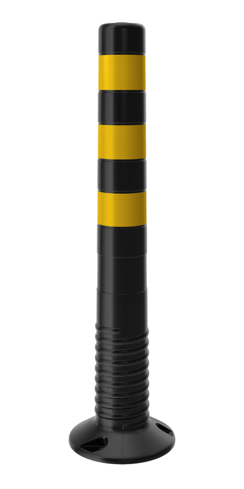 Гибкий столбик черный 750 мм ТПУ с черно-желтыми светоотражателями