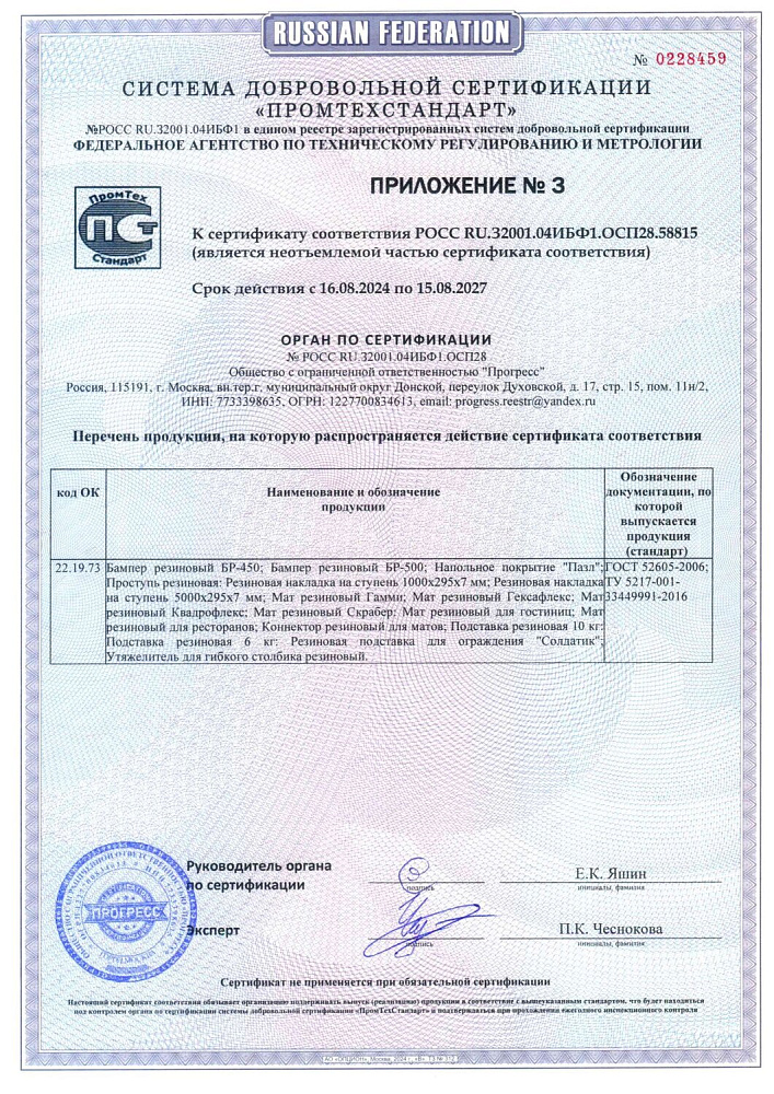 Сертификат соответствия резина